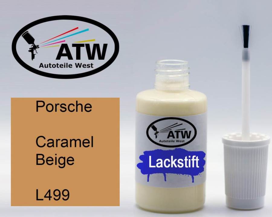 Porsche, Caramel Beige, L499: 20ml Lackstift, von ATW Autoteile West.